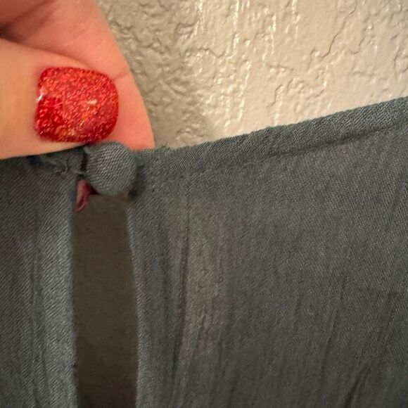 American Eagle Romper size XXS Teal Green Blue Lace Inset Long Sleeve Boho Women - Picture 3 of 7